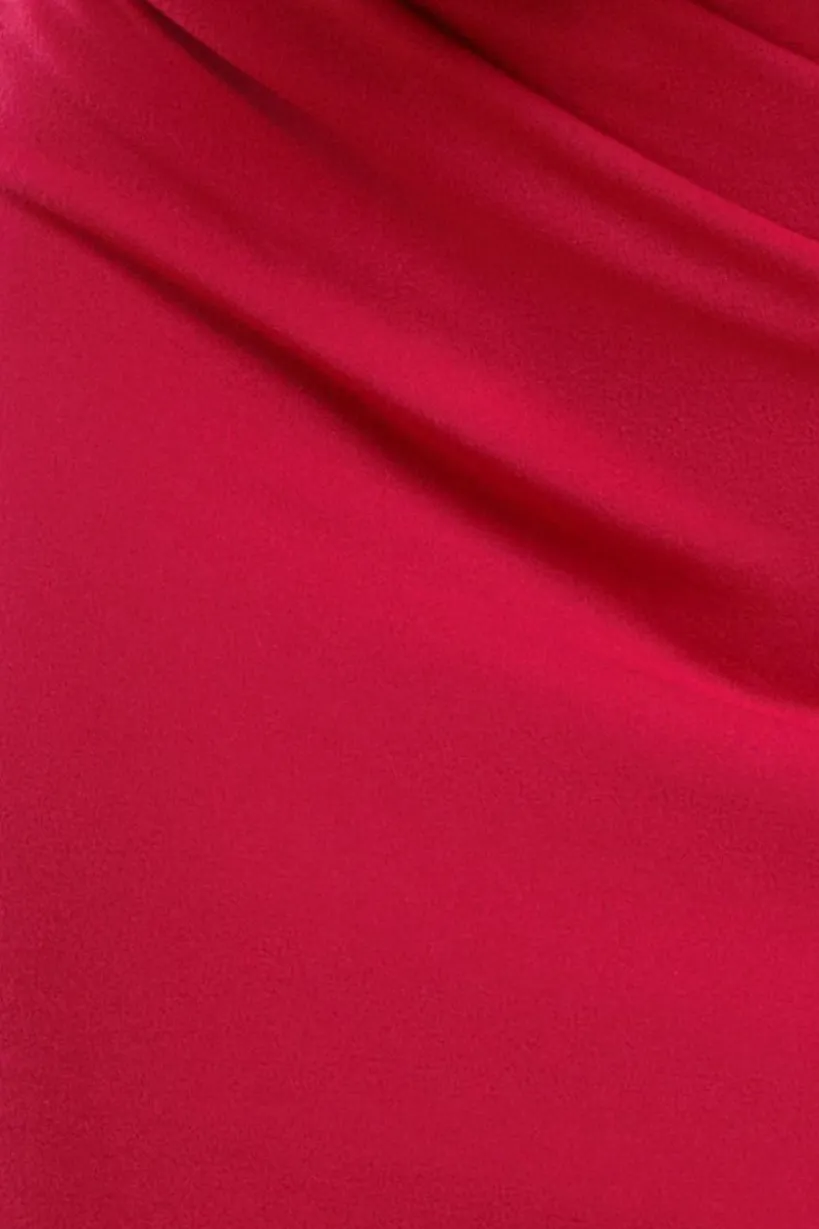 Puffy Satin Sleeve Scuba Maxi Dress - Magenta by Goddiva