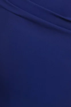 Puffy Satin Sleeve Scuba Maxi Dress - Navy Blue by Goddiva