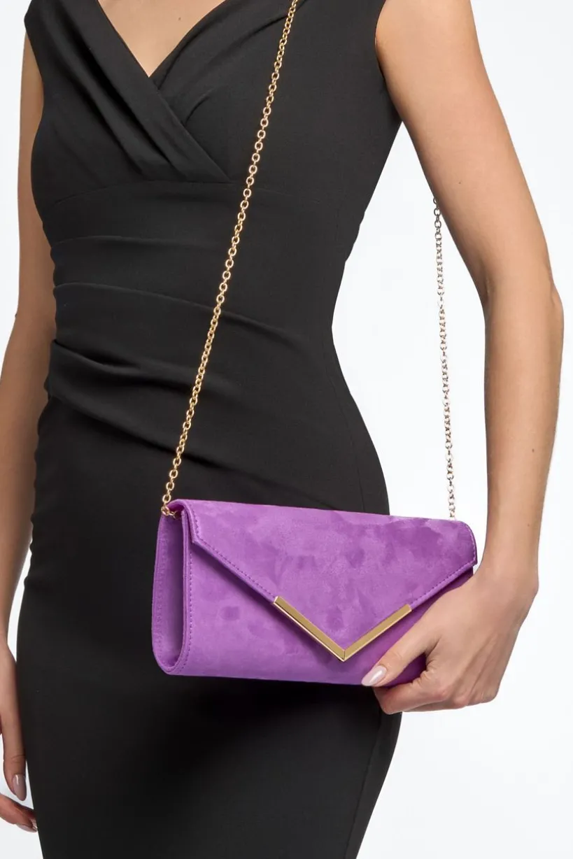 Purple Suede Envelope Clutch Bag by Aftershock London
