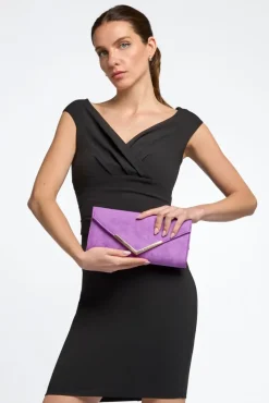 Purple Suede Envelope Clutch Bag by Aftershock London