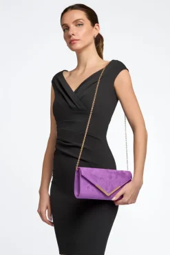 Purple Suede Envelope Clutch Bag by Aftershock London