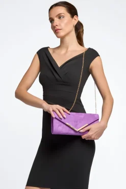 Purple Suede Envelope Clutch Bag by Aftershock London