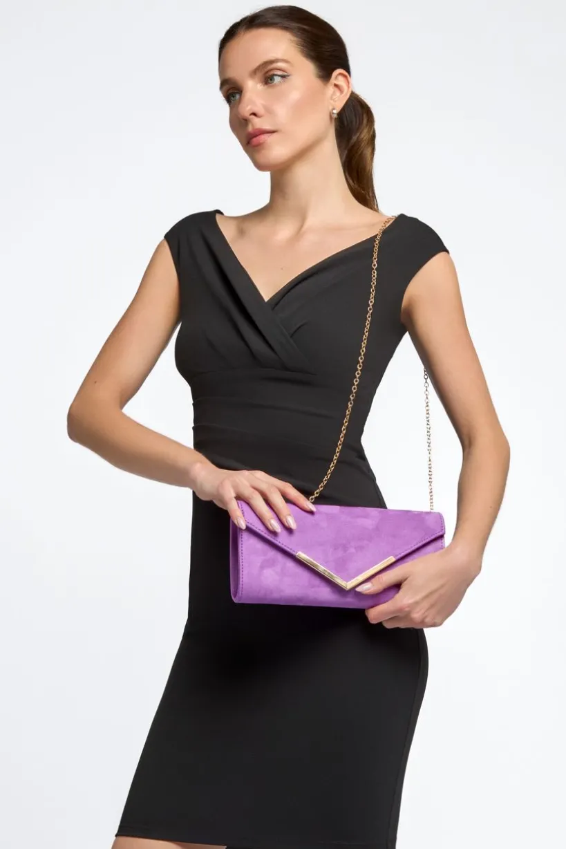 Purple Suede Envelope Clutch Bag by Aftershock London