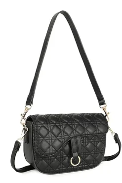 Quilted Crossbody Bag In Black by SVNX