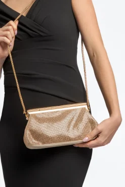Rose Gold Diamante Clutch Bag by Aftershock London