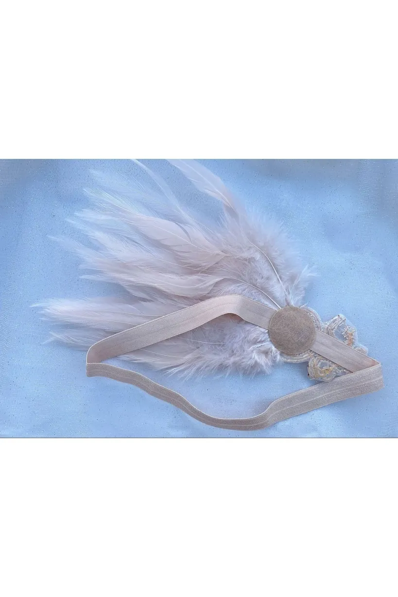 Rose Gold Flapper Headband With Feathers by QueenMee Accessories