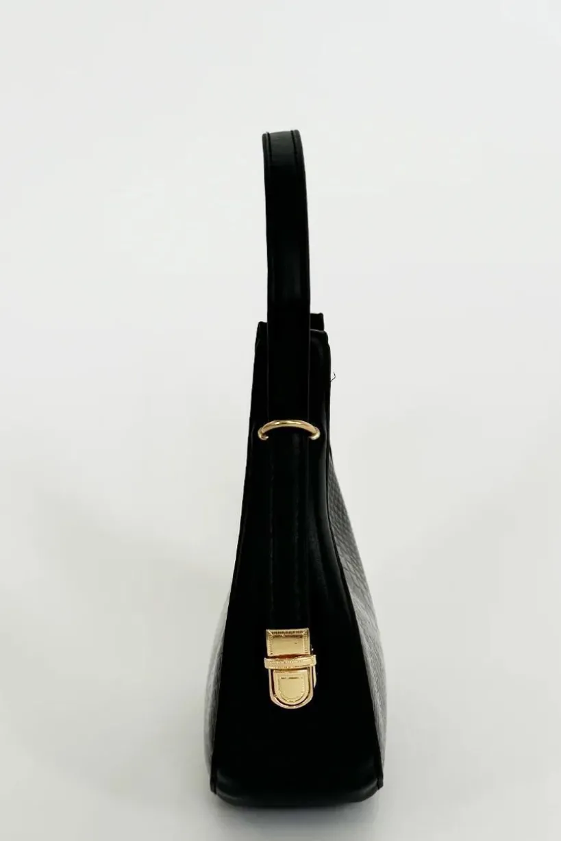 Round Shoulder Bag In Shiny Faux Croc by SVNX