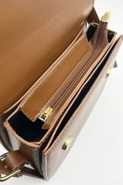 Rounded Cross Body Bag In Brown by SVNX
