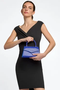 Royal Blue Diamante Top Handle Bag by Aftershock London