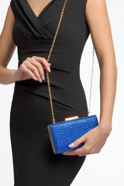 Royal Blue Glitter Evening Clutch Bag by Aftershock London