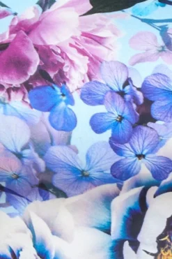 Ruffled Floral Scuba Foam Bandeau Midi Dress - Blue by Goddiva