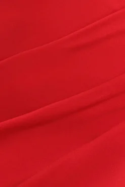 Satin & Scuba Off The Shoulder Maxi Dress - Red by Goddiva