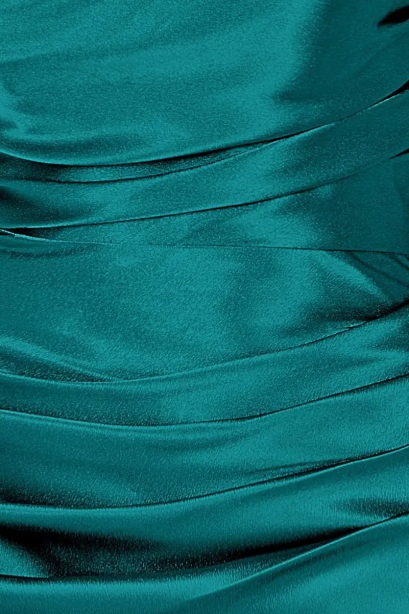 Satin Bandeau Maxi Dress - Emerald Green by Goddiva