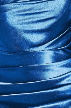 Satin Bandeau Maxi Dress - Royal Blue by Goddiva