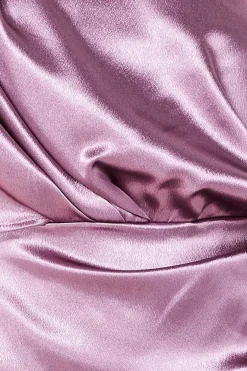 Satin Drape Shoulder Wrap Maxi Dress - Blush by Goddiva