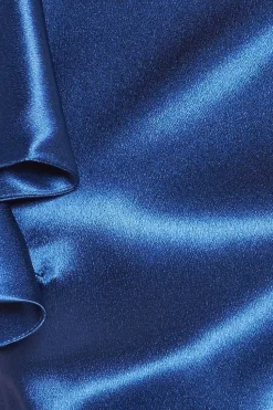 Satin Flutter Sleeve Mermaid Maxi Dress - Navy by Goddiva