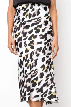 Satin Leopard Print Midi Slip Skirt by Urban Touch