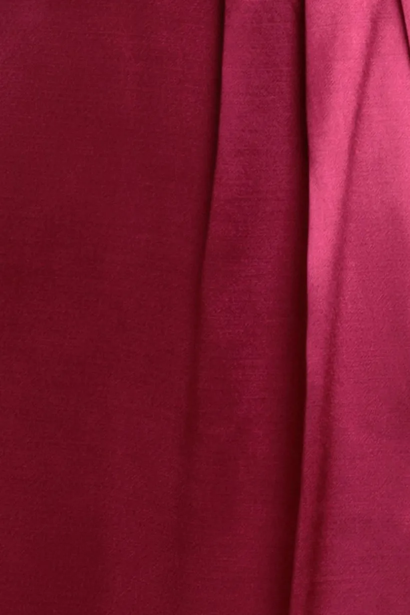 Satin Viscose Front Wrap Midaxi Dress - Burgundy by Goddiva