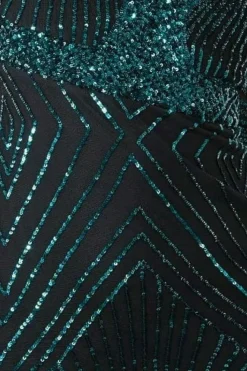 Scalloped Hem Starburst Midi Dress - Emerald by Goddiva