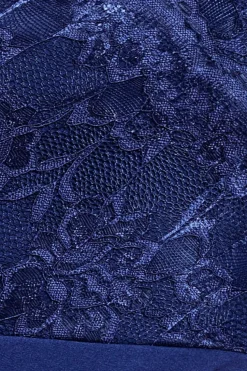 Scalloped Lace & Scuba Maxi Dress - Navy by Goddiva