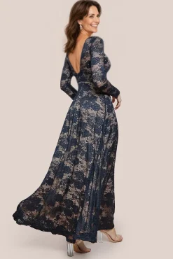 Scalloped Lace A-Line Maxi Dress - Black by Goddiva