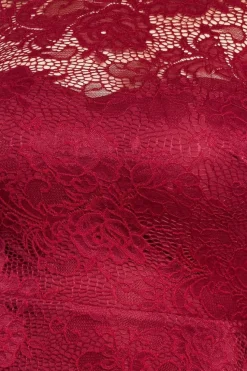 Scalloped Lace A-Line Maxi Dress - Wine by Goddiva