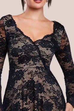 Scalloped Lace A-line Midi Dress - Black by Goddiva