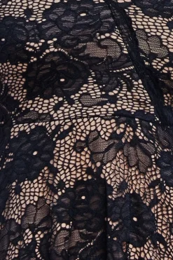Scalloped Lace A-line Midi Dress - Black by Goddiva