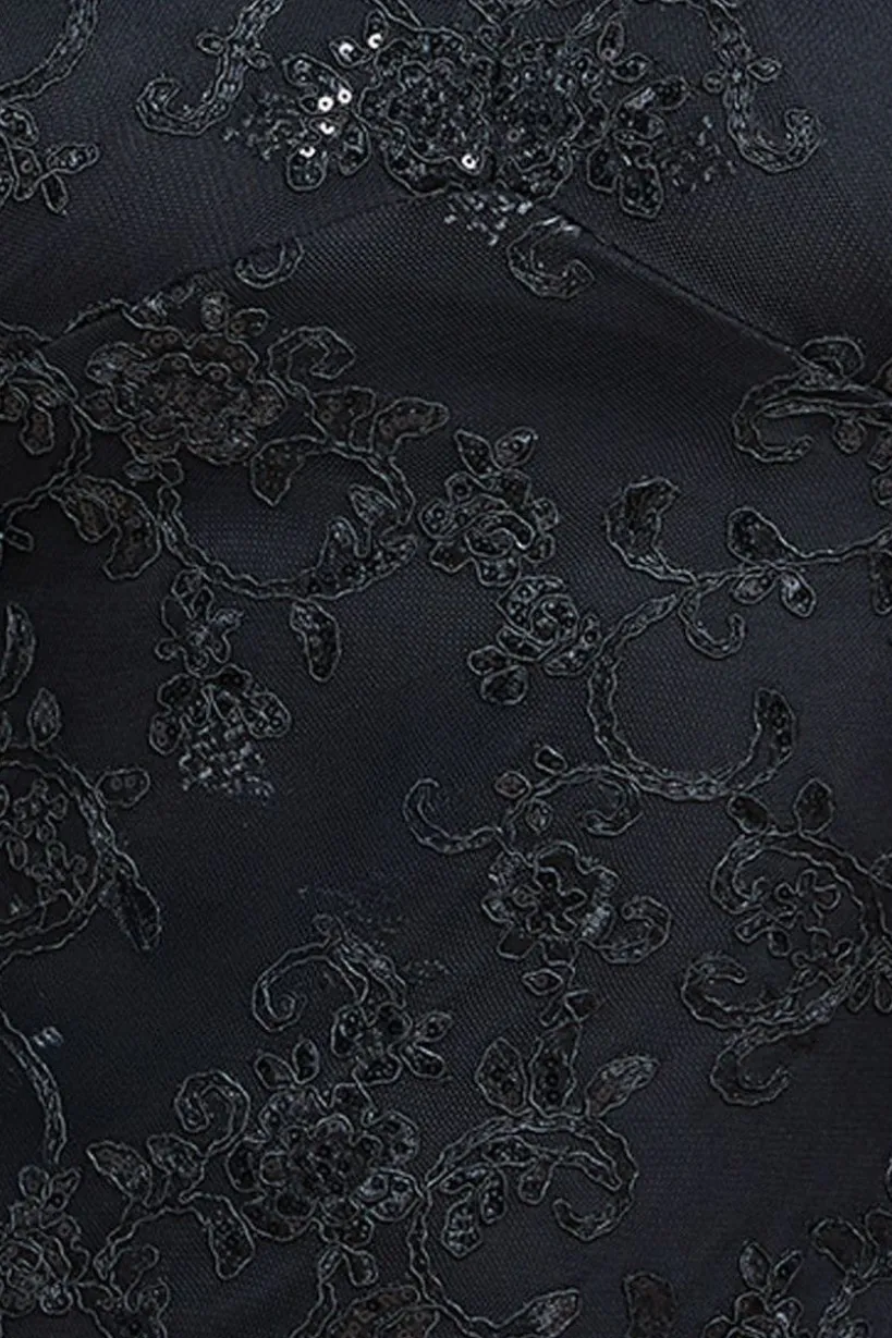 Scalloped Lace Maxi Dress - Black by Goddiva Plus