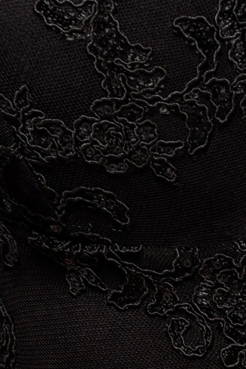 Scalloped Lace Maxi Dress - Black by Goddiva