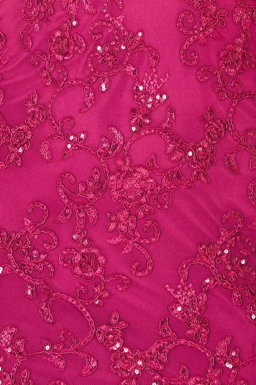 Scalloped Lace Maxi Dress - Burgundy by Goddiva