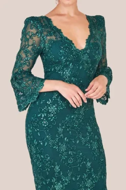 Scalloped Lace Maxi Dress - Emerald Green by Goddiva