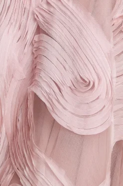 Scuba & Textured Chiffon A Line Midi Dress - Blush Pink by Goddiva