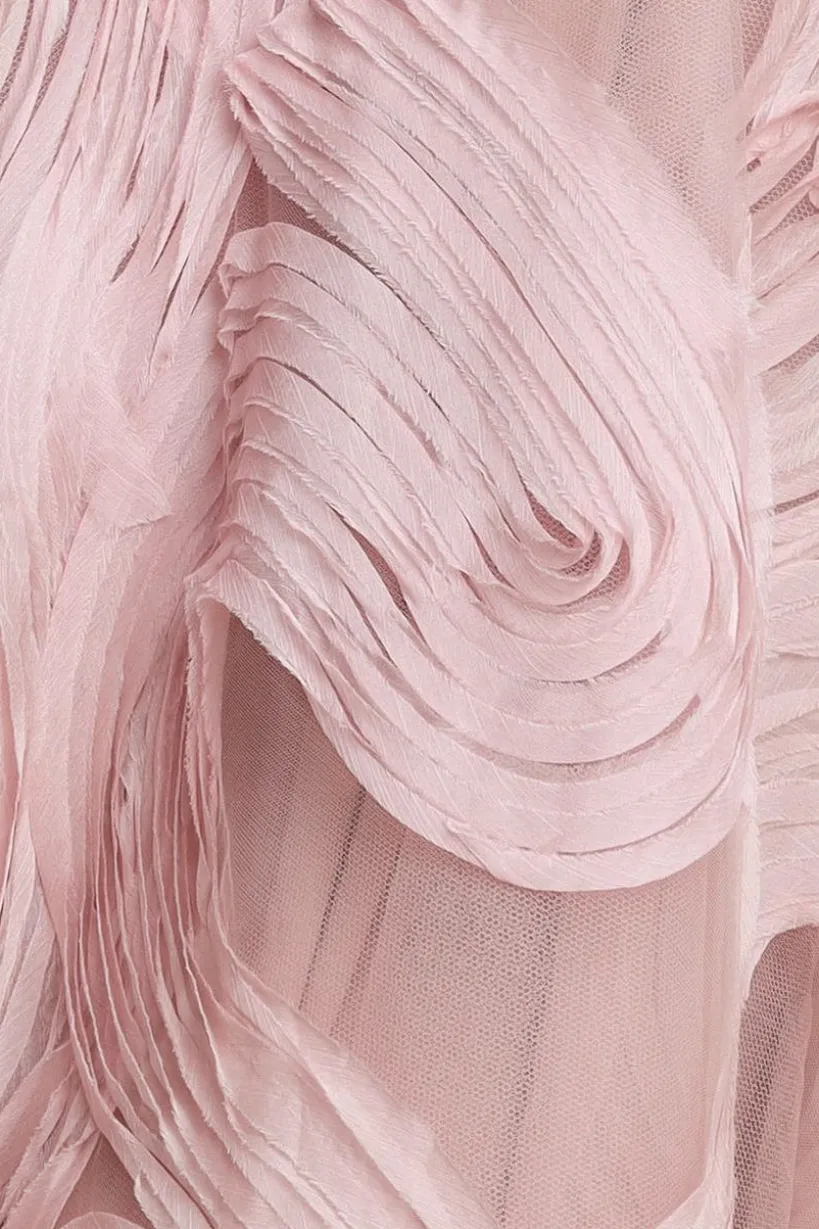 Scuba & Textured Chiffon A Line Midi Dress - Blush Pink by Goddiva