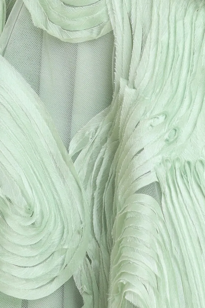 Scuba & Textured Chiffon A Line Midi Dress - Sage Green by Goddiva