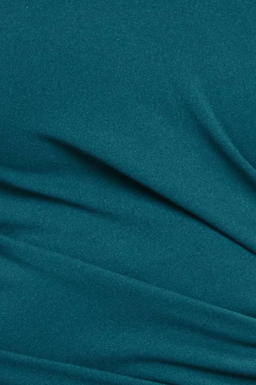Scuba Crepe Bandeau Maxi With Diamante Necklace - Emerald Green by Goddiva