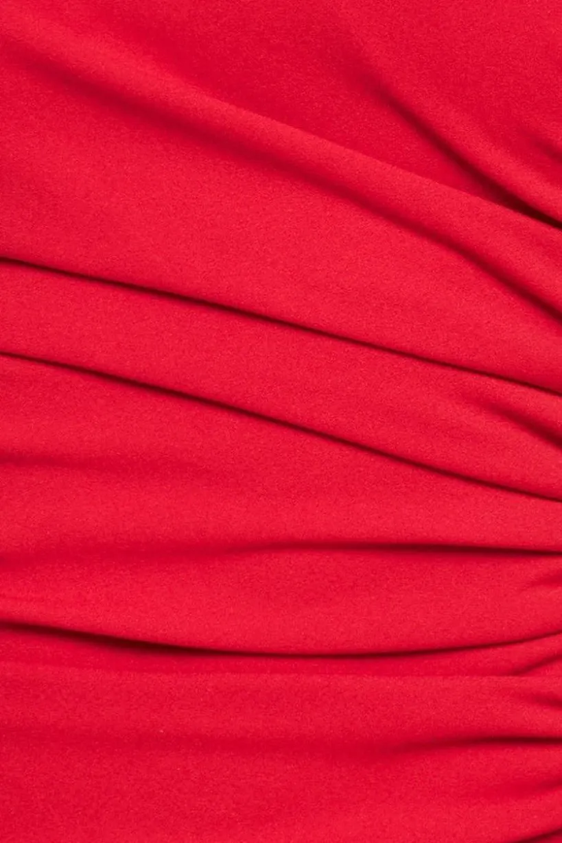 Scuba Crepe Bandeau Maxi With Diamante Necklace - Red by Goddiva