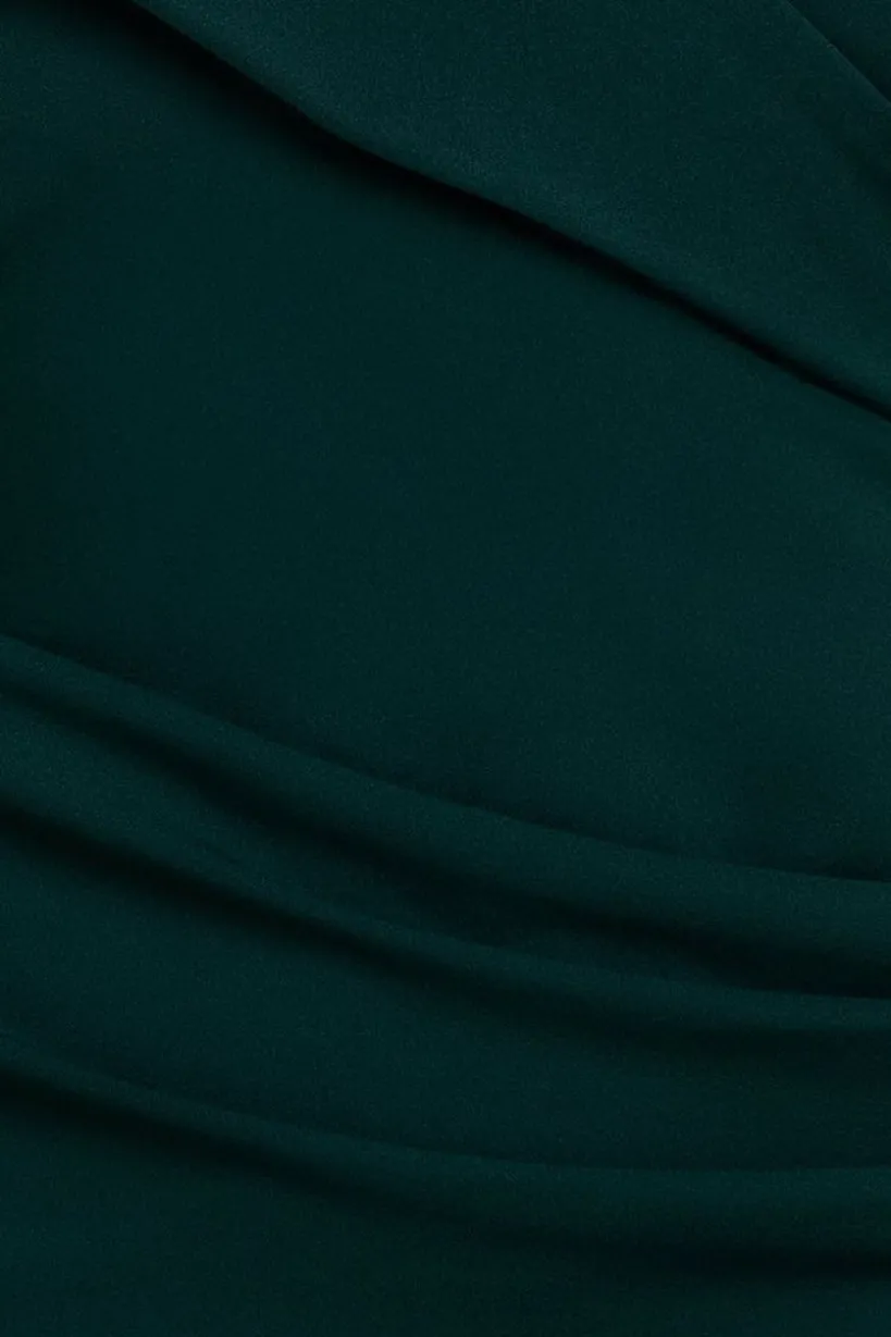 Scuba Crepe Off Shoulder Front Split Maxi Dress - Emerald Green by Goddiva Plus