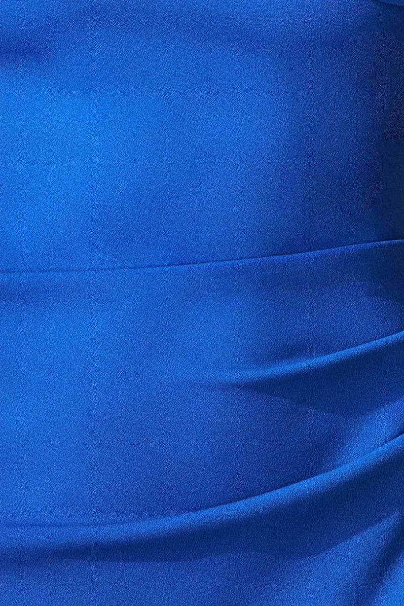 Scuba Crepe Pleated Bardot Maxi - Royalblue by Goddiva