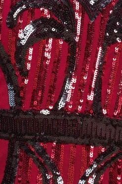 Sequin & Mesh Embroidered Midi Dress - Wine by Goddiva