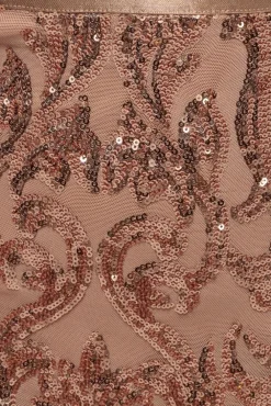 Sequin & Mesh Midi Dress - Champagne by Goddiva
