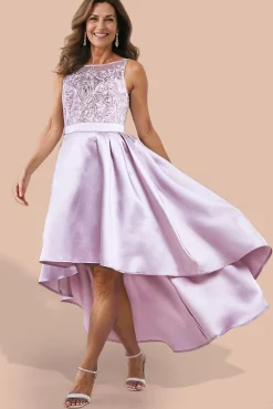 Sequin & Satin Dipped Hem Midi Dress - Blush Pink by Goddiva