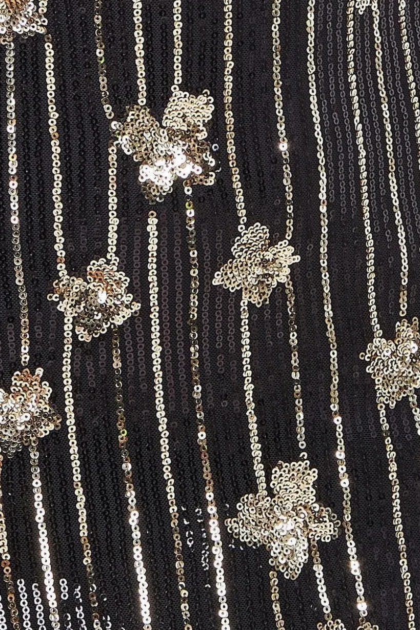 Sequin And Feather Boobtube Midi - Black by Goddiva