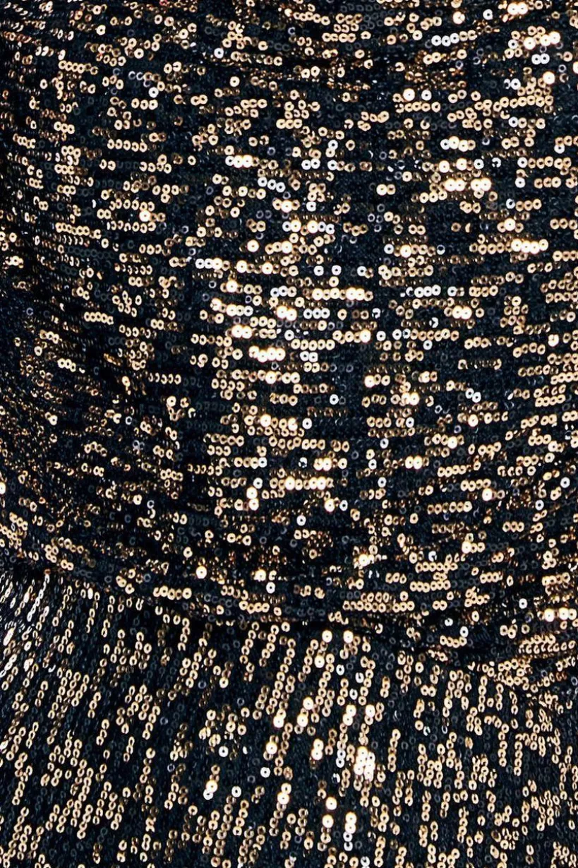 Sequin Cowl Maxi Dress - Black by Goddiva