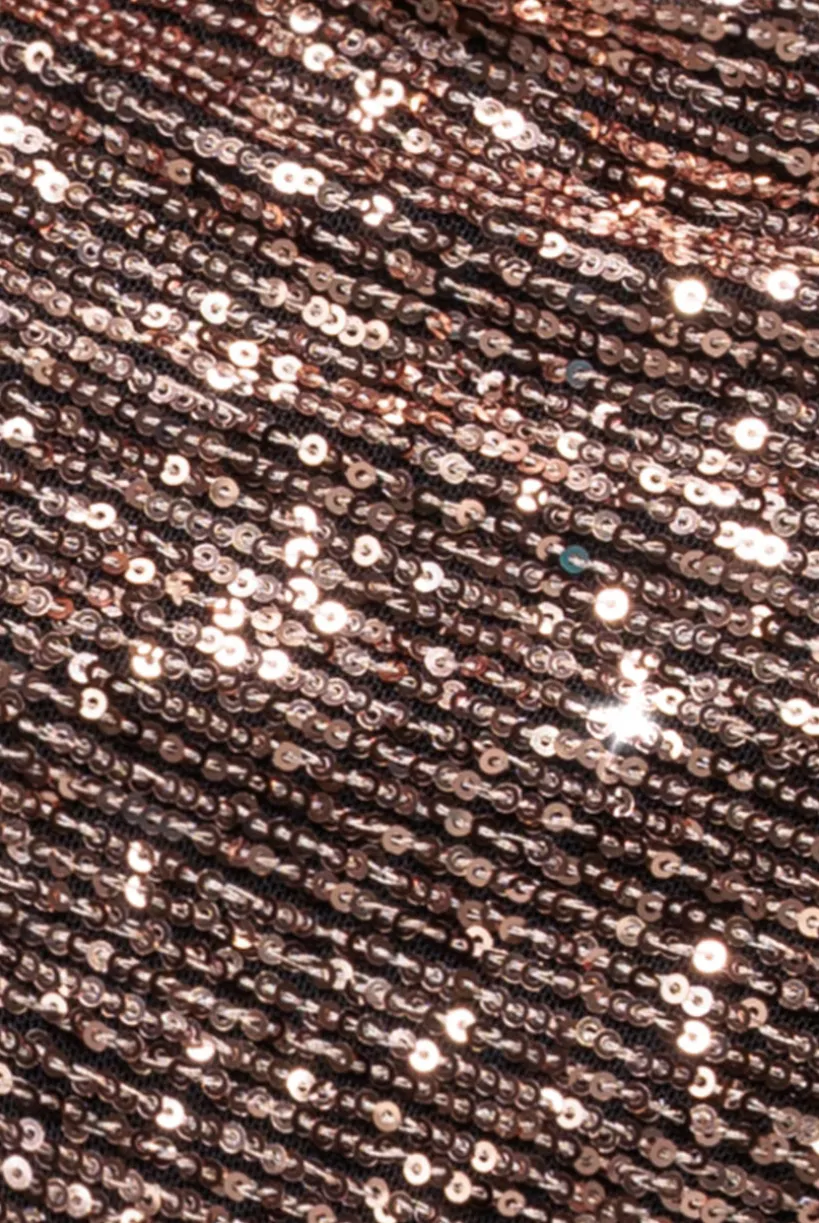 Sequin Cowl Neck Midi Dress - Champagne by Goddiva
