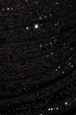 Sequin Cowl One Shoulder Midi Dress - Black by Goddiva