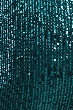 Sequin Cuffed Ankle Trouser - Emerald by Goddiva