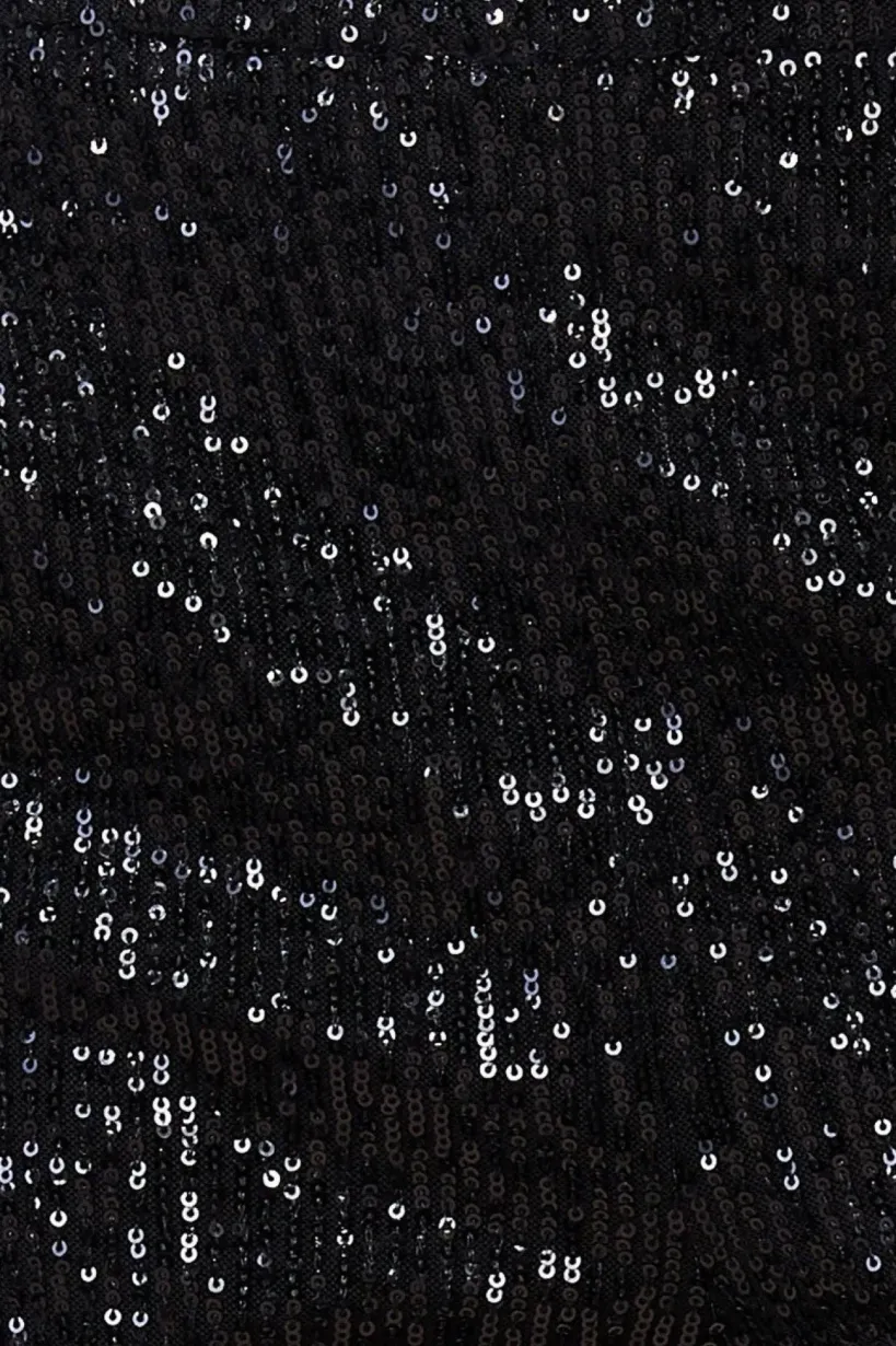 Sequin Cuffed Ankle Trouser - Black by Goddiva