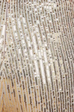 Sequin Cuffed Ankle Trouser - Gold by Goddiva