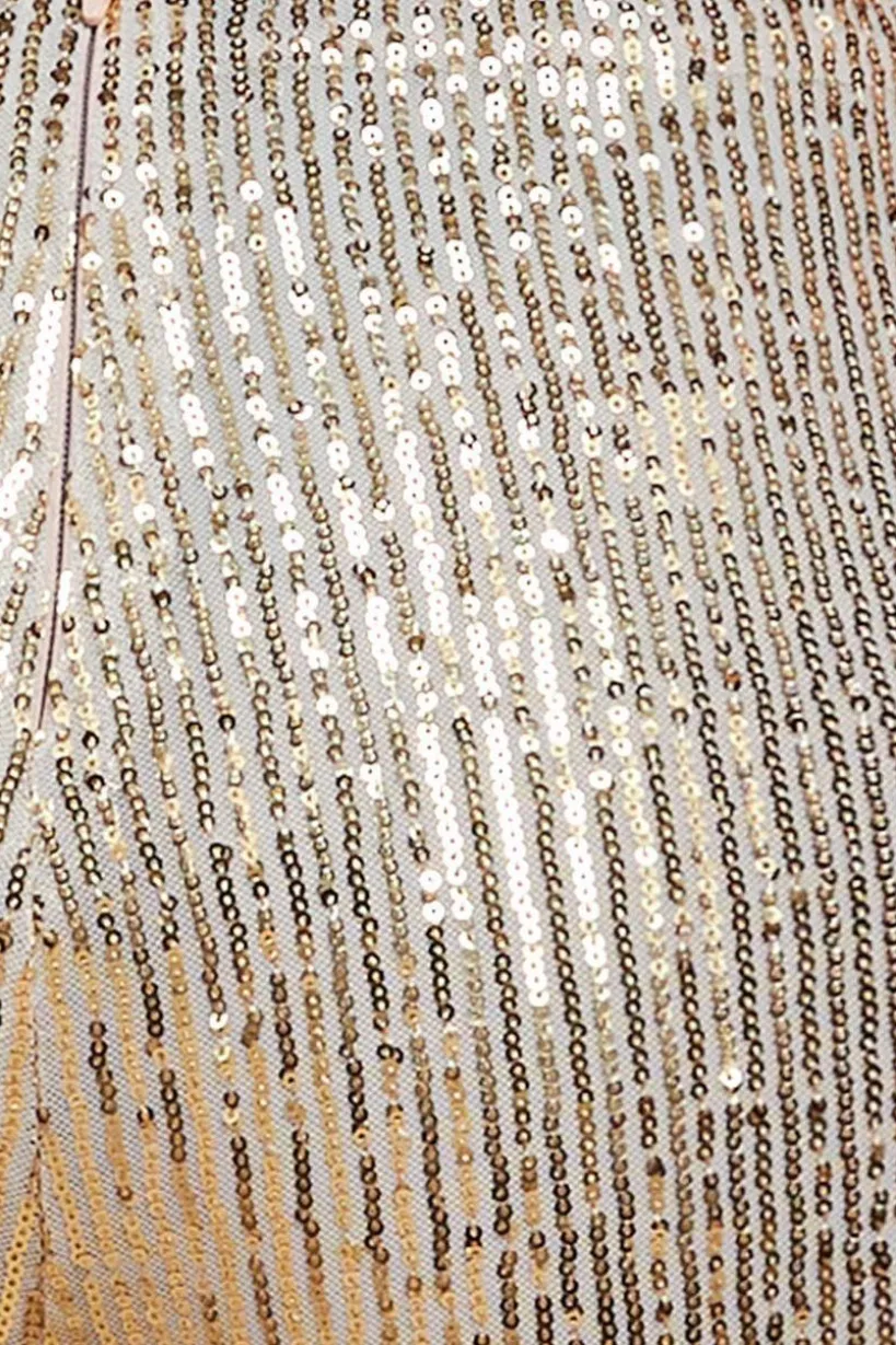 Sequin Cuffed Ankle Trouser - Gold by Goddiva